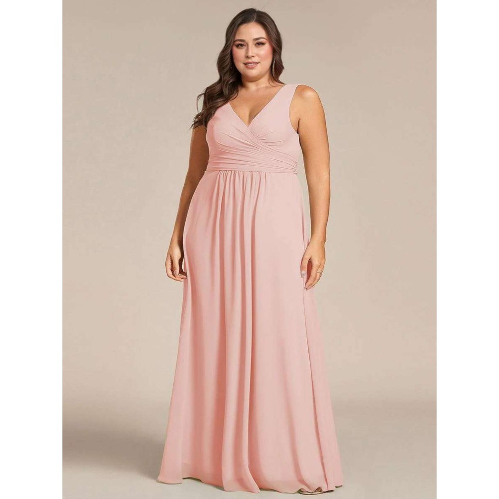 Ever Pretty Sauyer Pink Pleated A-Line Flowy Maxi Chiffon Formal Dress NWOT / 22